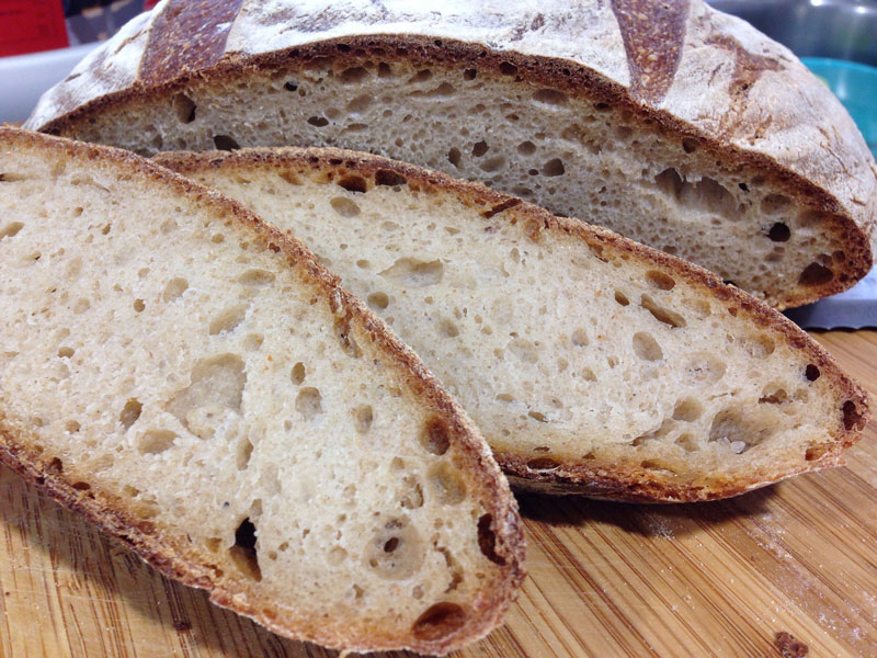 close-up of sliced rustic bread