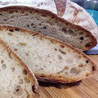 close-up of sliced rustic bread